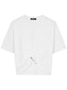 Versace logo-embroidered T-shirt in white