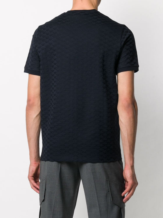 Emporio Armani Mercerised-jersey T-shirt with all-over jacquard eagle