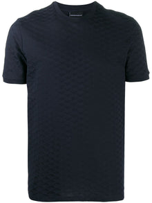  Emporio Armani Mercerised-jersey T-shirt with all-over jacquard eagle