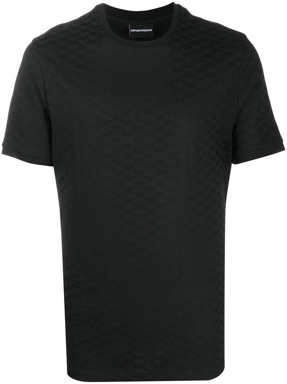 Emporio Armani Mercerised-jersey T-shirt with all-over jacquard eagle