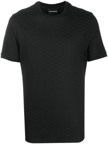  Emporio Armani Mercerised-jersey T-shirt with all-over jacquard eagle