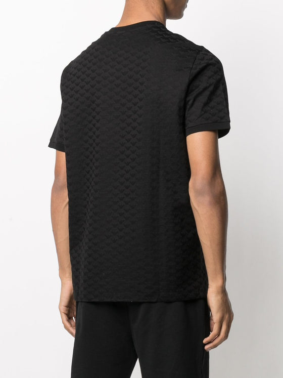 Emporio Armani Mercerised-jersey T-shirt with all-over jacquard eagle