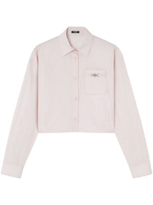  Versace Pinstripe Chain boxy short shirt