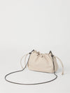 Brunello Cucinelli Bucket Mellow mini bag in Soft leather with Precious Chain
