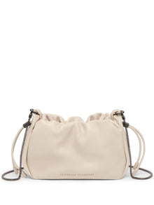 Brunello Cucinelli Bucket Mellow mini bag in Soft leather with Precious Chain