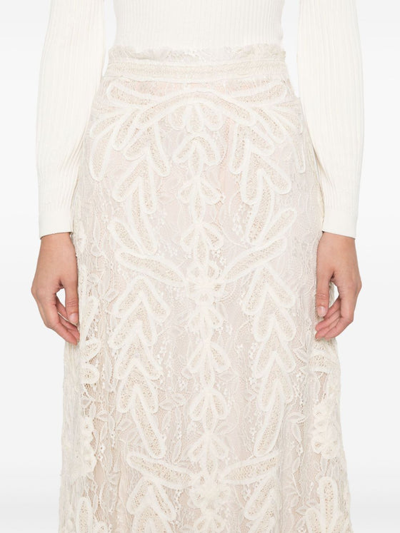 Parosh beige lace long skirt
