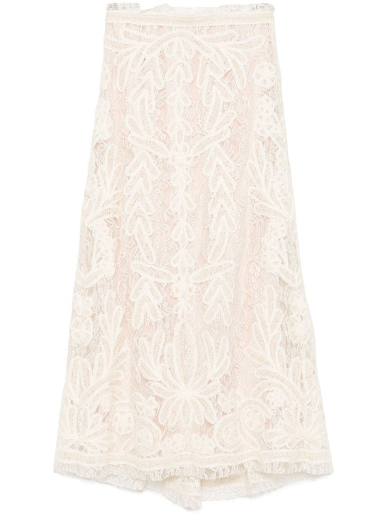 Parosh beige lace long skirt