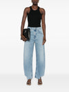 Closed logo-embroidered ribbed tank top
