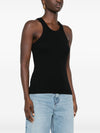 Closed logo-embroidered ribbed tank top