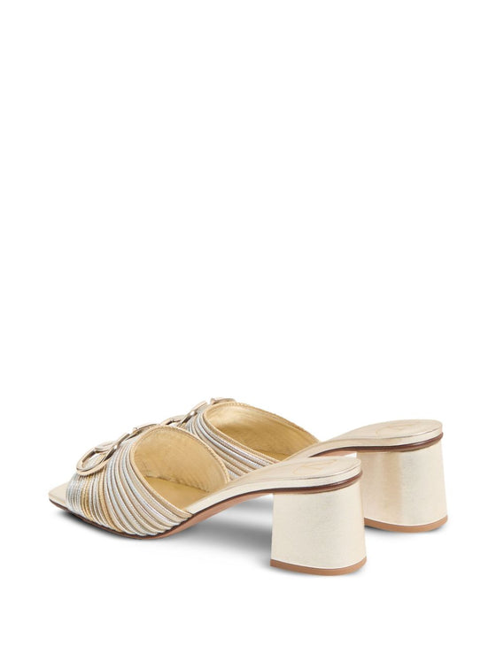 Valentino Garavani Vlogo Signature Metallic Slide Sandal With Cornely Embroidery 60mm