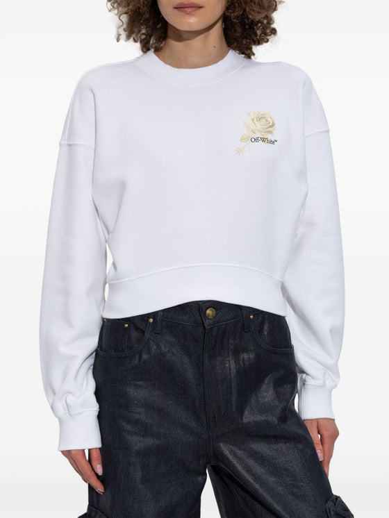 Off White logo-print cropped sweatshirt