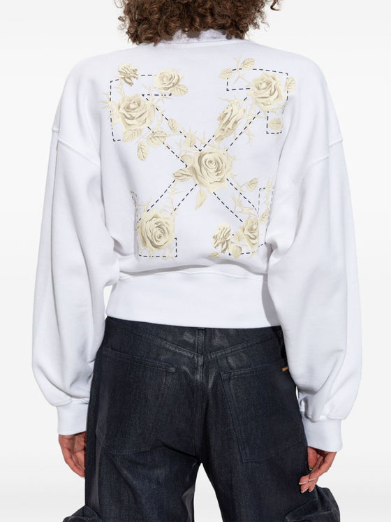 Off White logo-print cropped sweatshirt