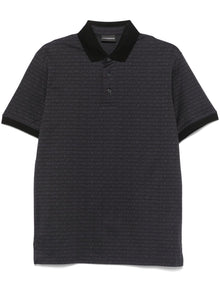  Emporio Armani jersey polo shirt with all-over jacquard lettering