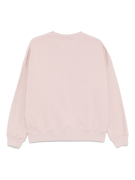 Golden Goose Old rose unisex round neck sweatshirt with green logo print