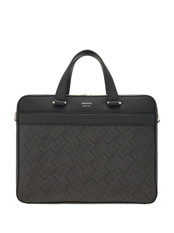 Ferragamo logo-stamp leather briefcase