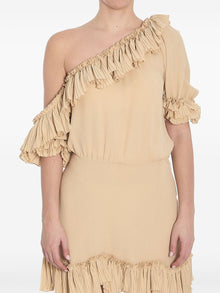  Saint Laurent one-shoulder ruffled dress