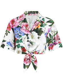  Dolce & Gabbana cropped floral cotton shirt