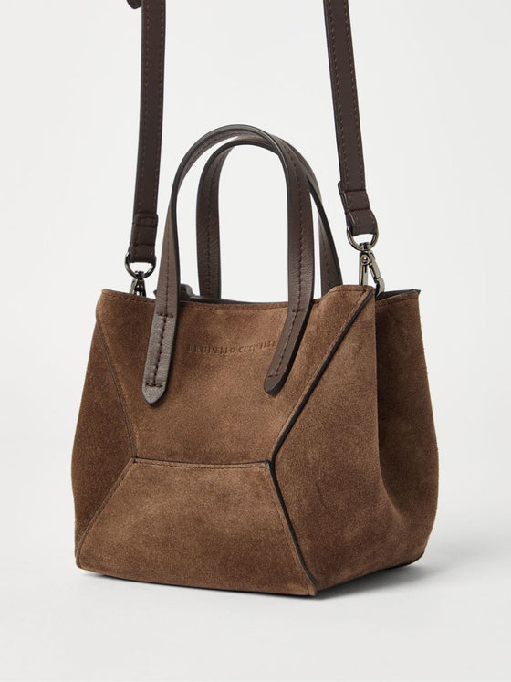 Brunello Cucinelli Duo mini bag in suede with monili