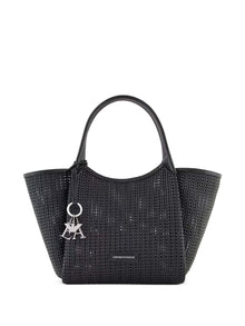  Emporio Armani Shopper made of braided material with logo pendant