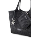 Emporio Armani Shopper made of braided material with logo pendant
