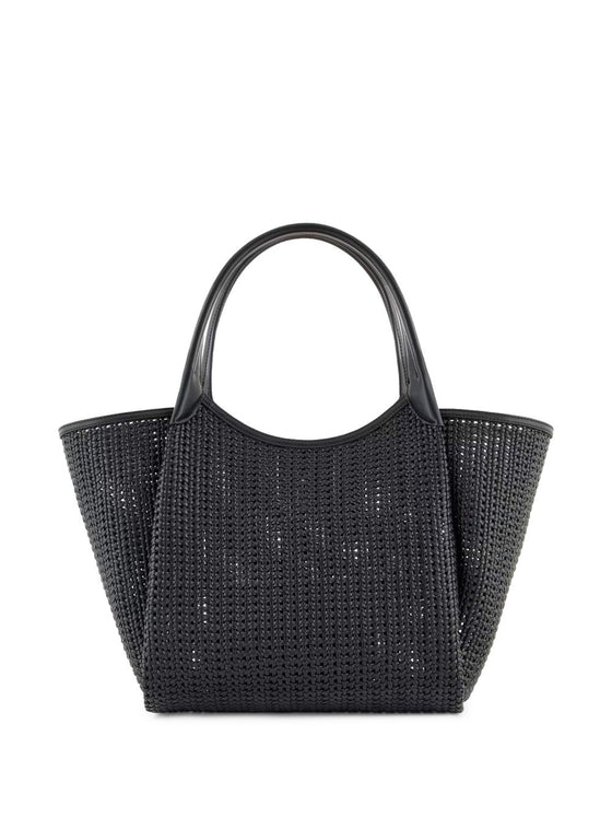 Emporio Armani Shopper made of braided material with logo pendant