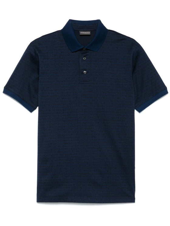 Emporio Armani Allover Logo Cotton Polo Shirt