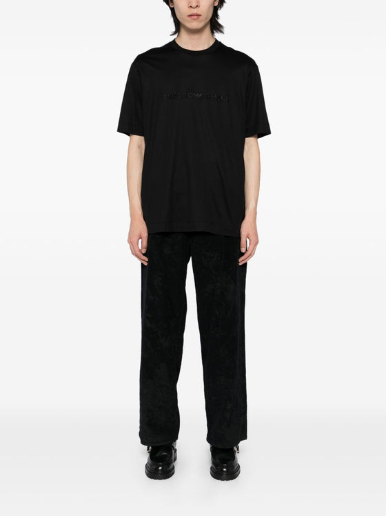 Emporio Armani T-shirt with embossed logo embroidery in lyocell blend jersey