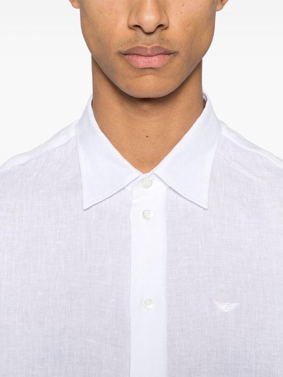 Emporio Armani logo-embroidered long-sleeve shirt