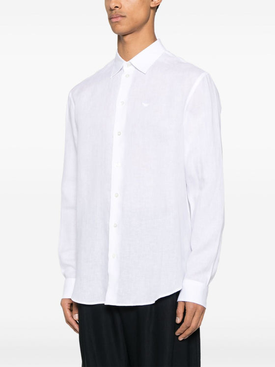 Emporio Armani logo-embroidered long-sleeve shirt