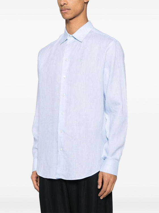 Emporio Armani logo-embroidered long-sleeve shirt