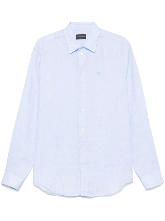 Emporio Armani logo-embroidered long-sleeve shirt
