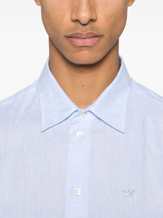 Emporio Armani logo-embroidered long-sleeve shirt