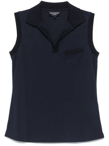  Emporio Armani Icon micro piquet crepe jersey top
