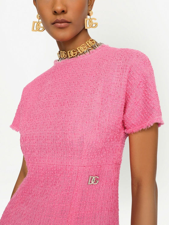 Dolce & Gabbana Rachel tweed midi dress with DG logo