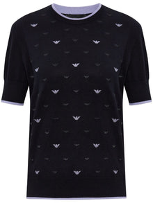  Emporio Armani Jumper with all-over micro eagle embroidery