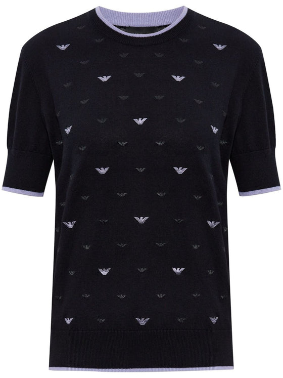 Emporio Armani Jumper with all-over micro eagle embroidery