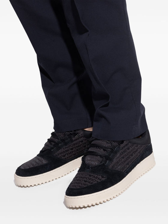 Emporio Armani Sneakers in jacquard fabric with logo lettering and suede