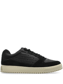  Emporio Armani Sneakers in jacquard fabric with logo lettering and suede