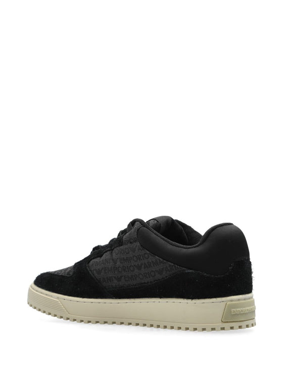 Emporio Armani Sneakers in jacquard fabric with logo lettering and suede