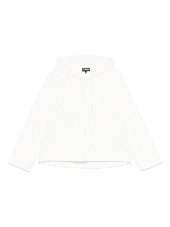 Emporio Armani Zip-up hoodie in double jersey with all-over lettering