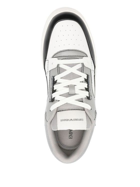 Emporio Armani Leather and mesh sneakers with contrasting details