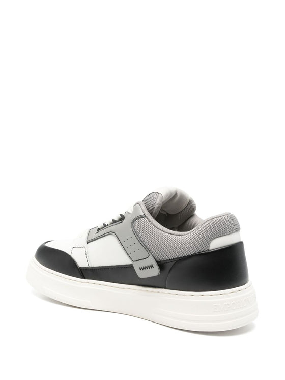 Emporio Armani Leather and mesh sneakers with contrasting details