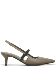  Brunello Cucinelli City Heels in Nappa Leather with Shiny Strap