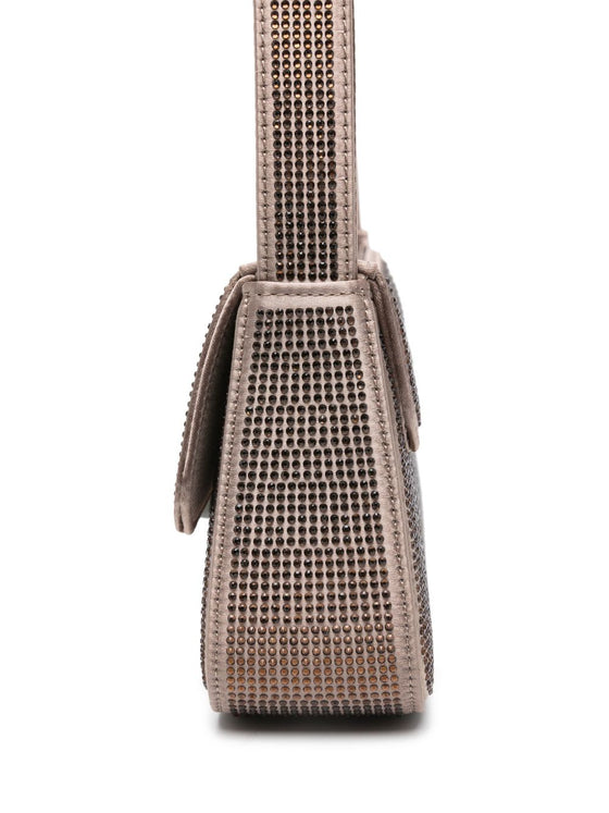 Emporio Armani Satin shoulder bag with rhinestones