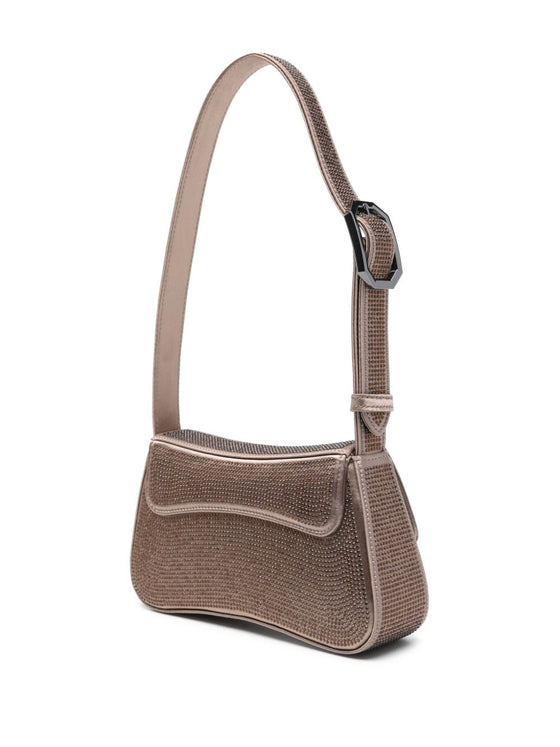 Emporio Armani Satin shoulder bag with rhinestones