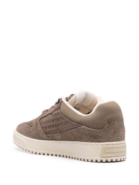 Emporio Armani Sneakers in suede and jacquard with logo lettering