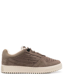  Emporio Armani Sneakers in suede and jacquard with logo lettering