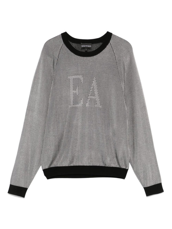 Emporio Armani Two-tone fisherman’s rib jumper with EA logo