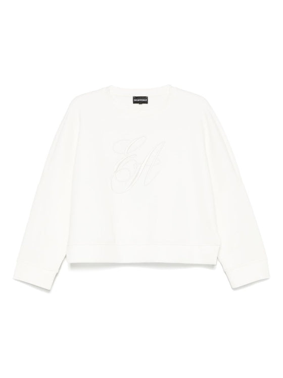 Emporio Armani Double jersey sweatshirt with EA logo embroidery