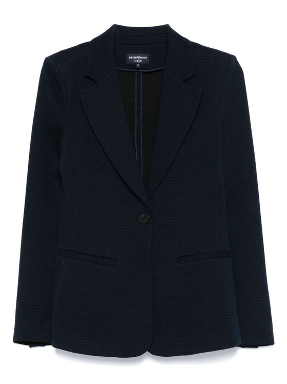 Emporio Armani Icon single-breasted blazer in an embossed jacquard knit jersey
